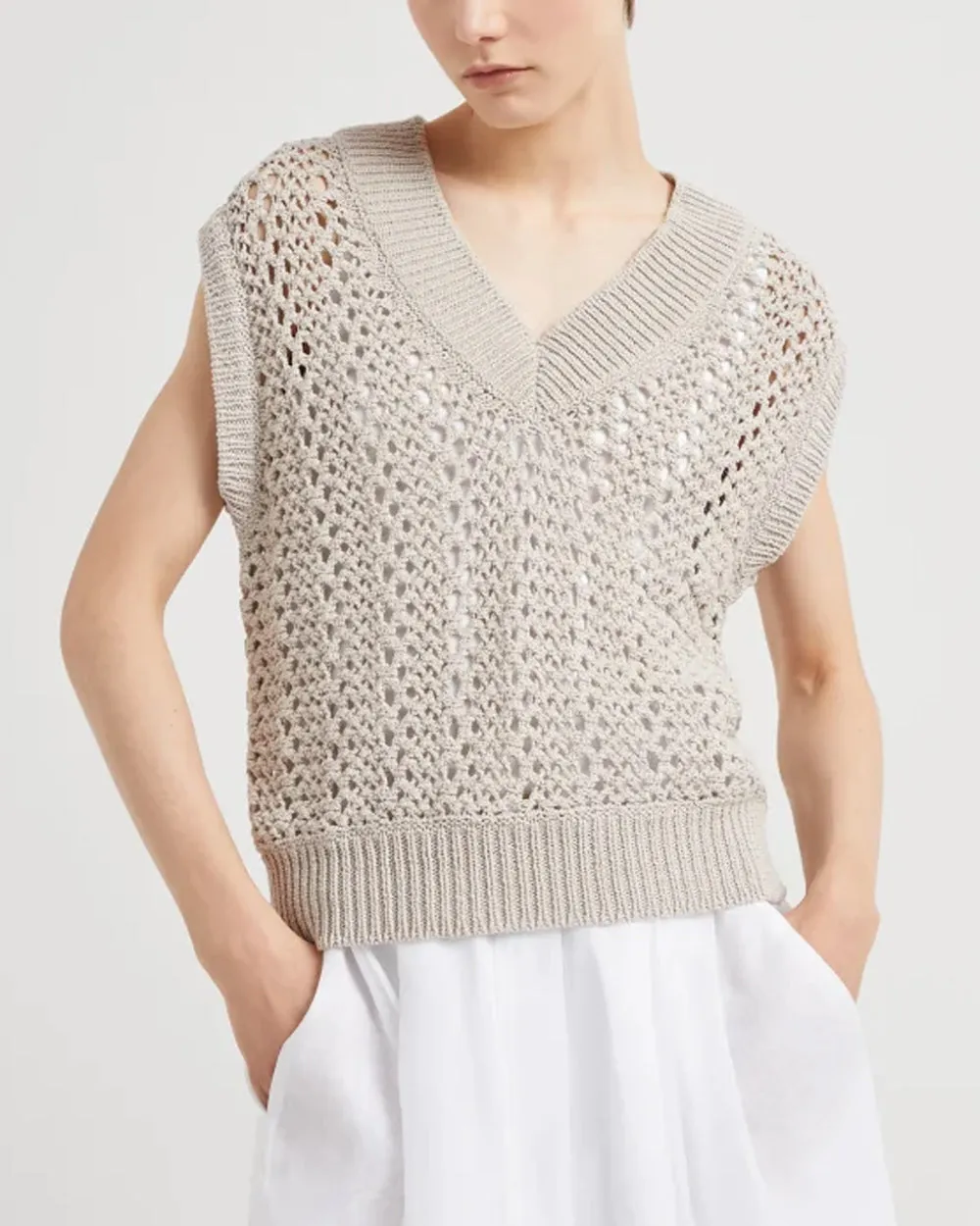 Quarzo Net Knit Cap Sleeve Top