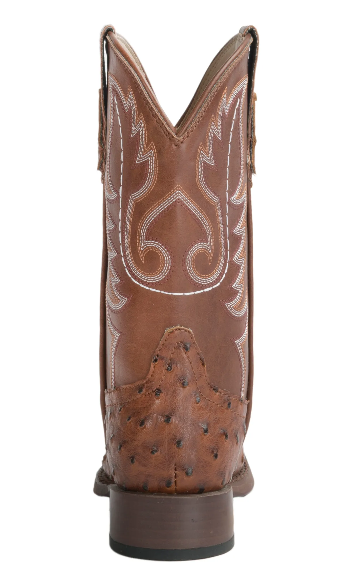 Roper Kids Brown Ostrich Print Square Toe Cowboy Boots