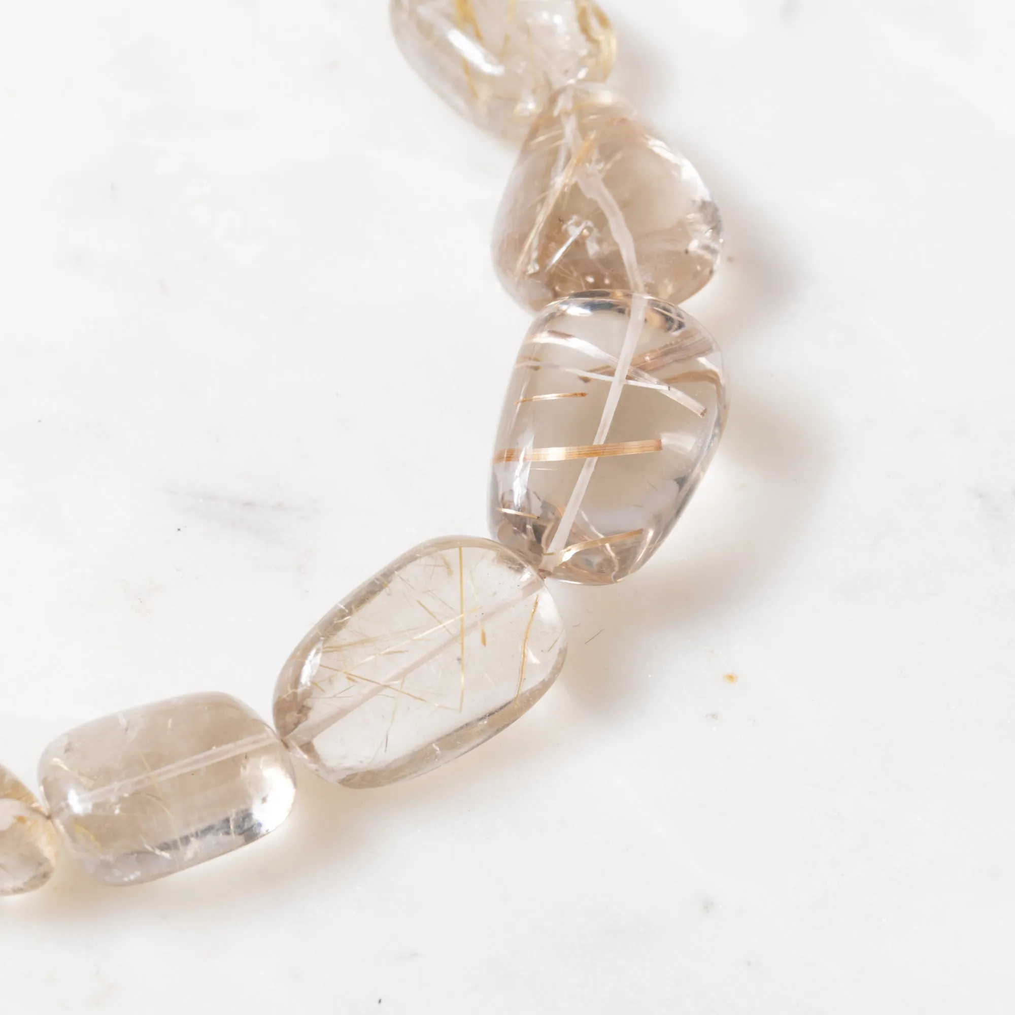 Rutilated Quartz Necklace with 18k Gold Clasp