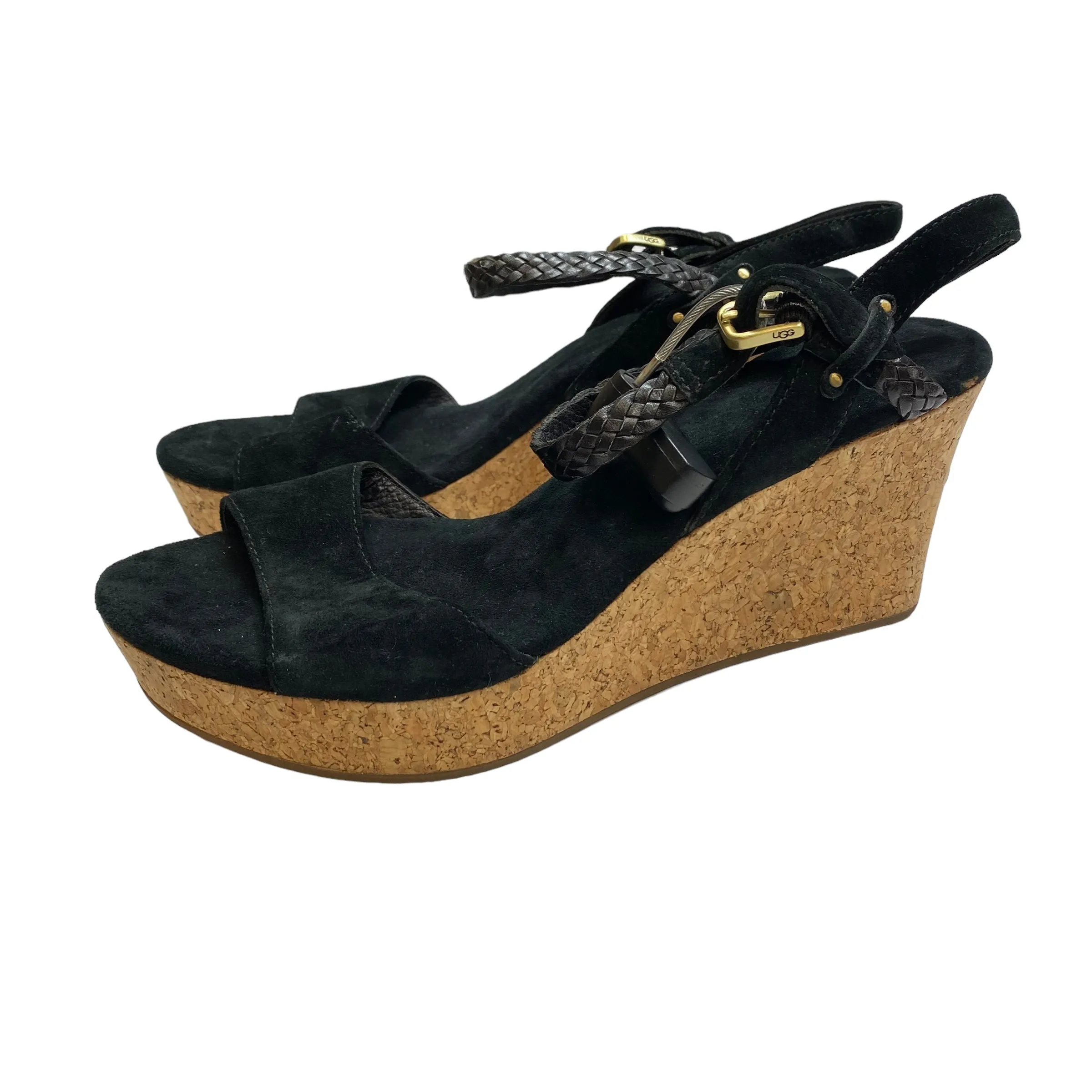 Sandals Designer By Ugg In Black, Size: 7.5