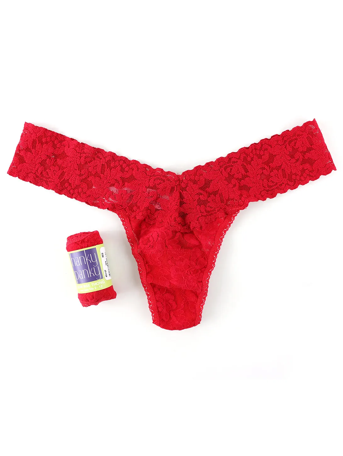 Signature Lace Low Rise Thong - Primary Colours