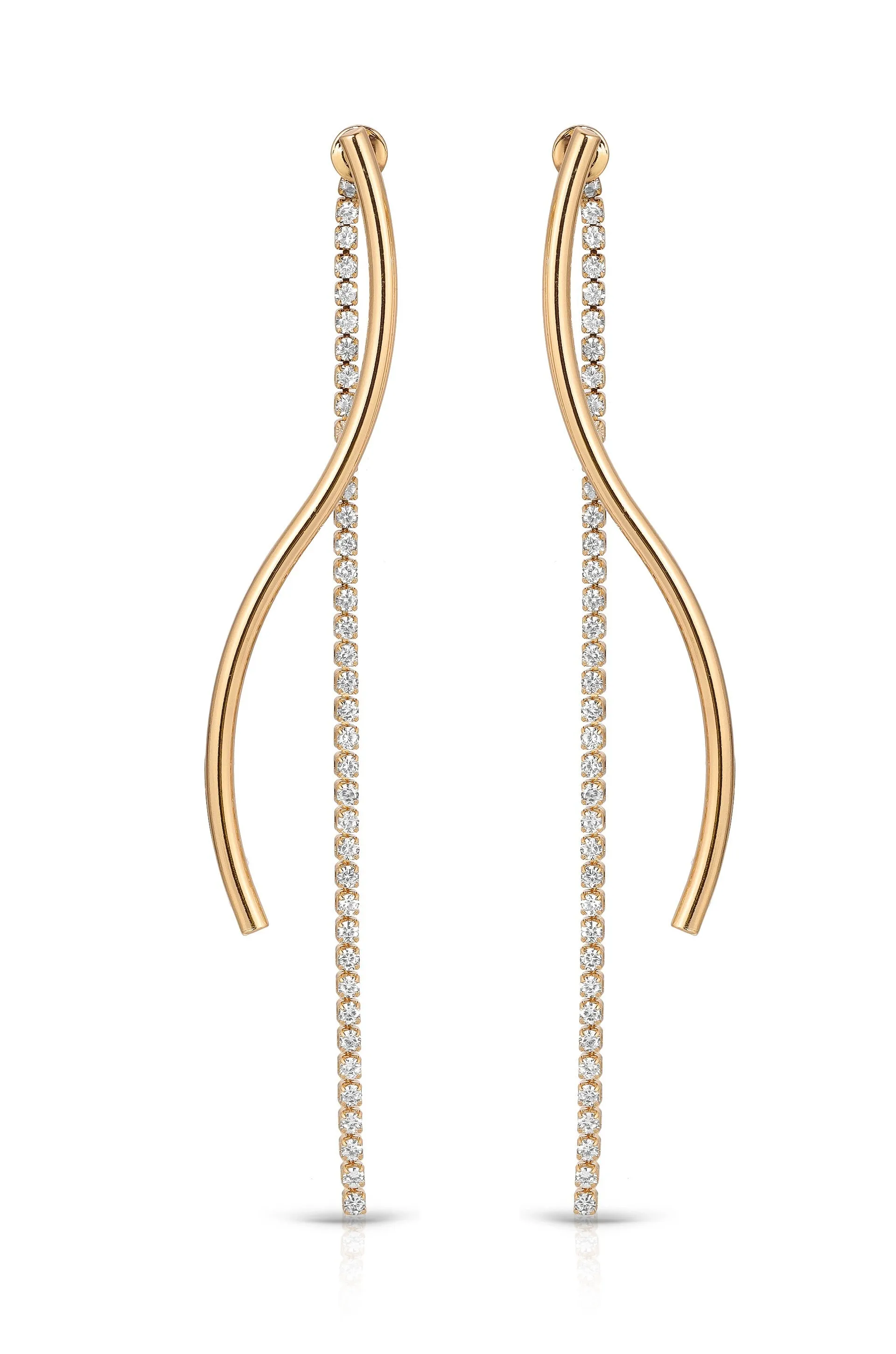 Spin Around 18k Gold Plated Linear Dangle Earrings