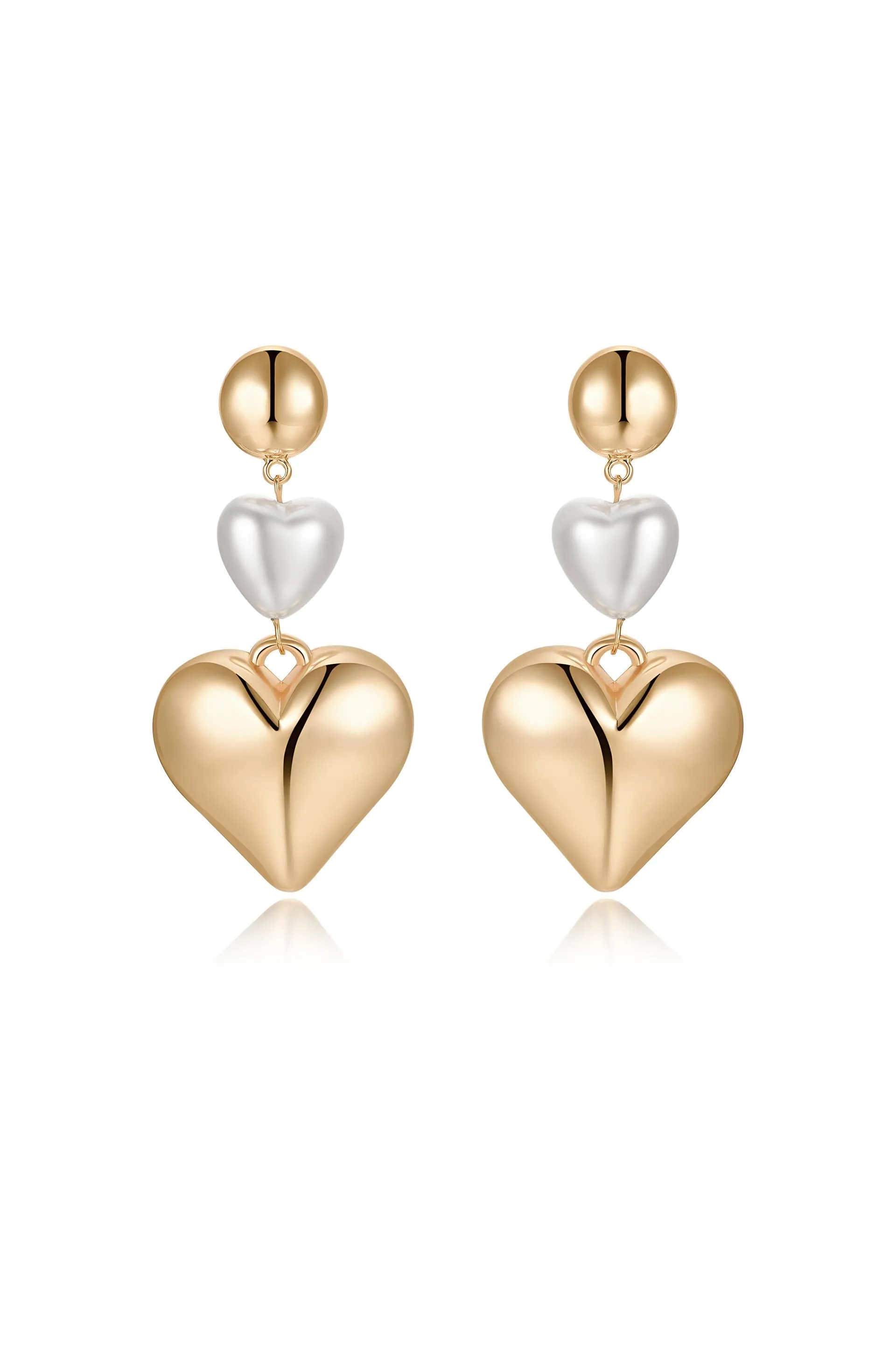 Spread the Love Pearl Heart Dangle Earrings