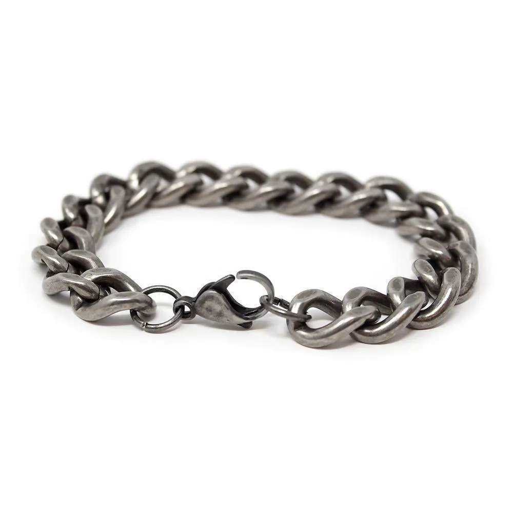 Stainless Steel 12MM Oxidized Curb Chain Bracelet