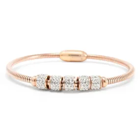 Stainless Steel Cocoon Chain Bracelet Pave Magnetic Rose Gold Plated