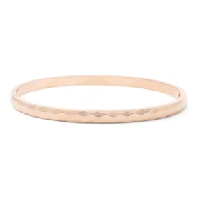 Stainless Steel Hinged Textured Bangle Rose Gold Plated