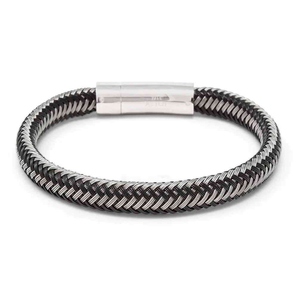 Stainless Steel Woven Wire Bracelet Black and Grey