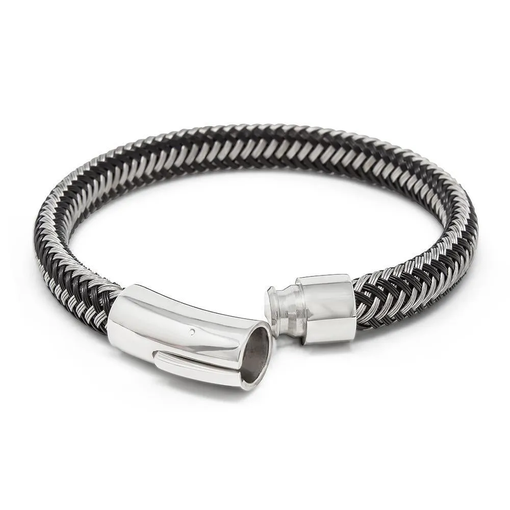 Stainless Steel Woven Wire Bracelet Black and Grey