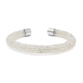 Stainless Steel Wrapped Crystals Bracelet White