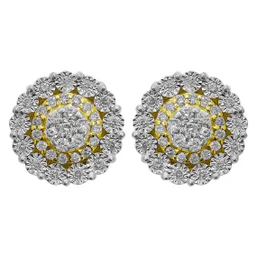 Sun Cluster Studs Diamond Earrings .51cttw 10K Yellow Gold