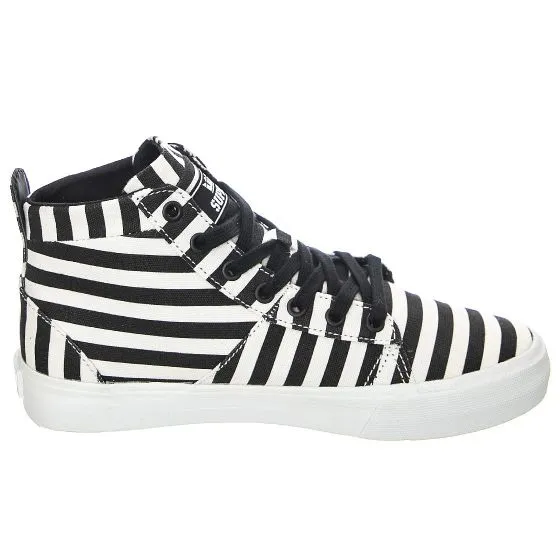 SUPRA Mens Stacks Mid Black / White Stripe Lace-Up High-Profile Shoes