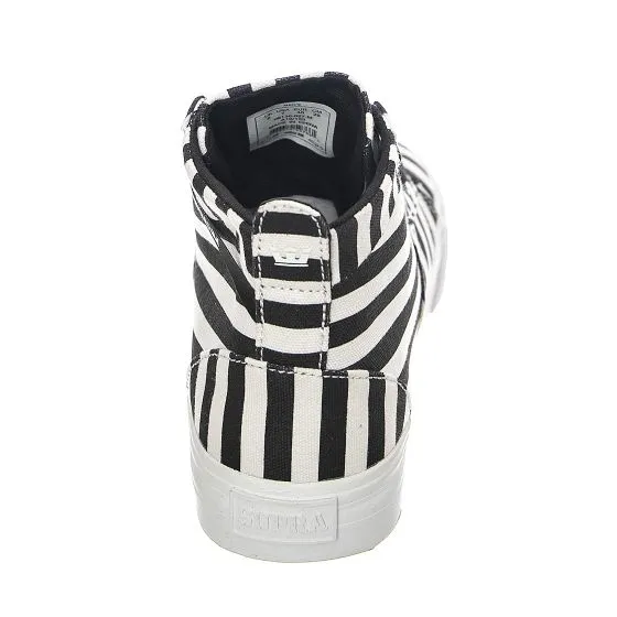 SUPRA Mens Stacks Mid Black / White Stripe Lace-Up High-Profile Shoes