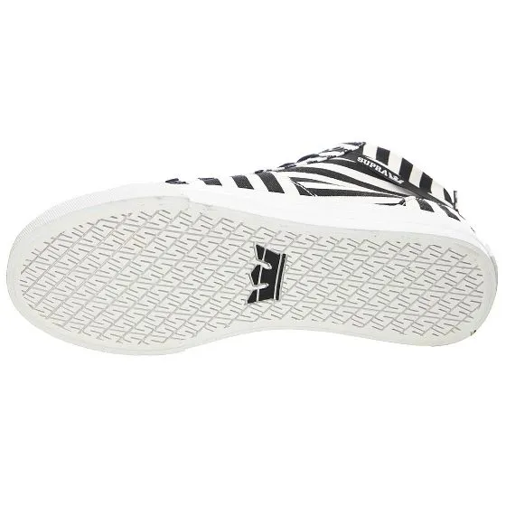 SUPRA Mens Stacks Mid Black / White Stripe Lace-Up High-Profile Shoes