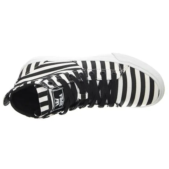 SUPRA Mens Stacks Mid Black / White Stripe Lace-Up High-Profile Shoes