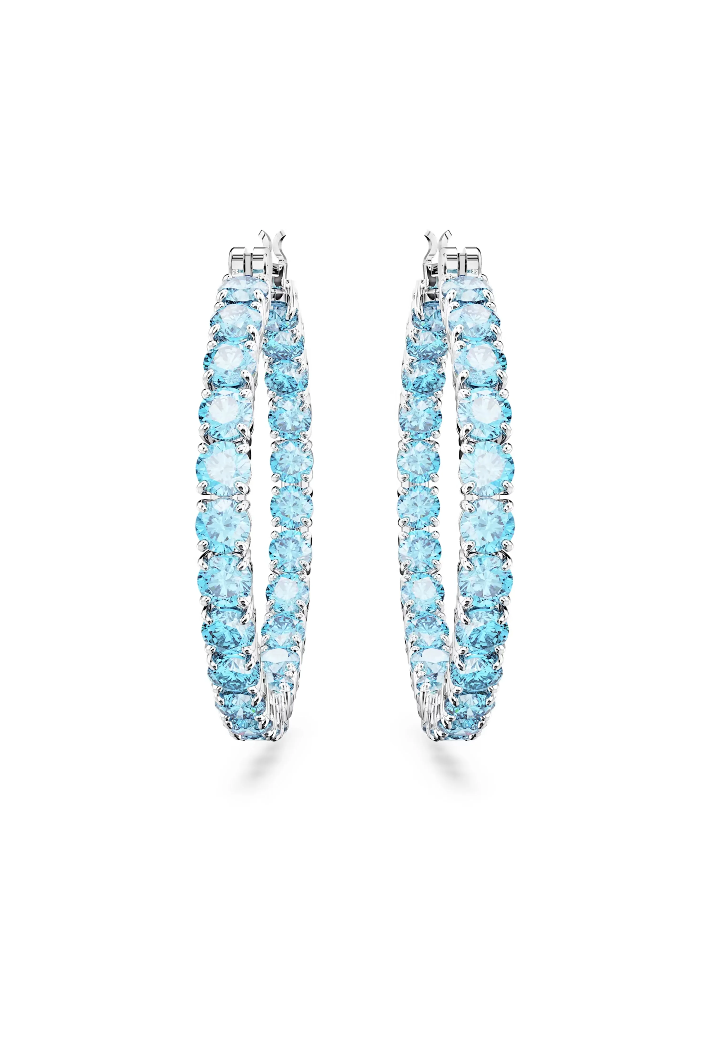 Swarovski Matrix Hoop Blue Earrings Rhodium Plated