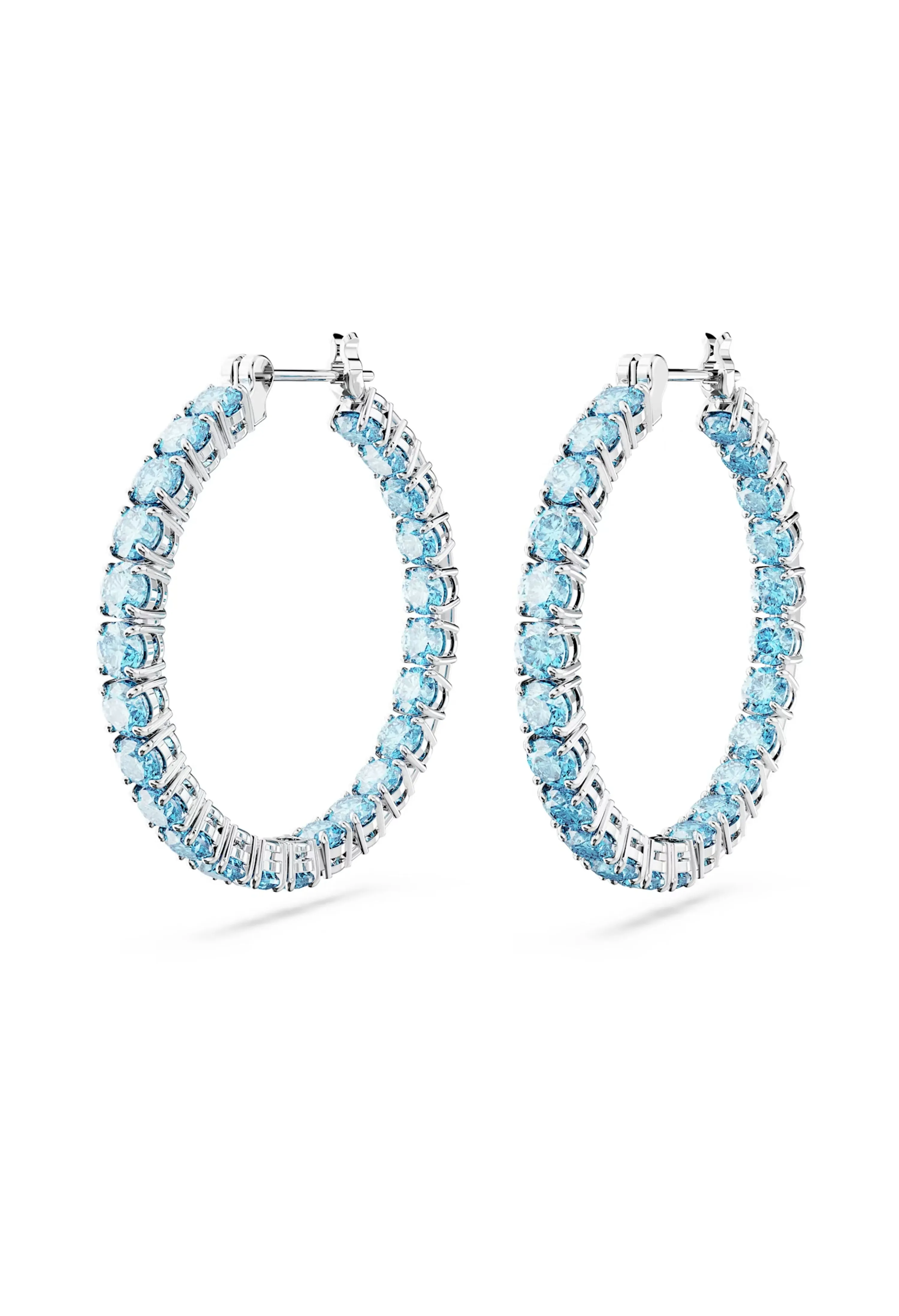 Swarovski Matrix Hoop Blue Earrings Rhodium Plated