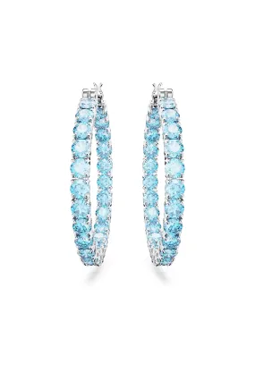 Swarovski Matrix Hoop Blue Earrings Rhodium Plated