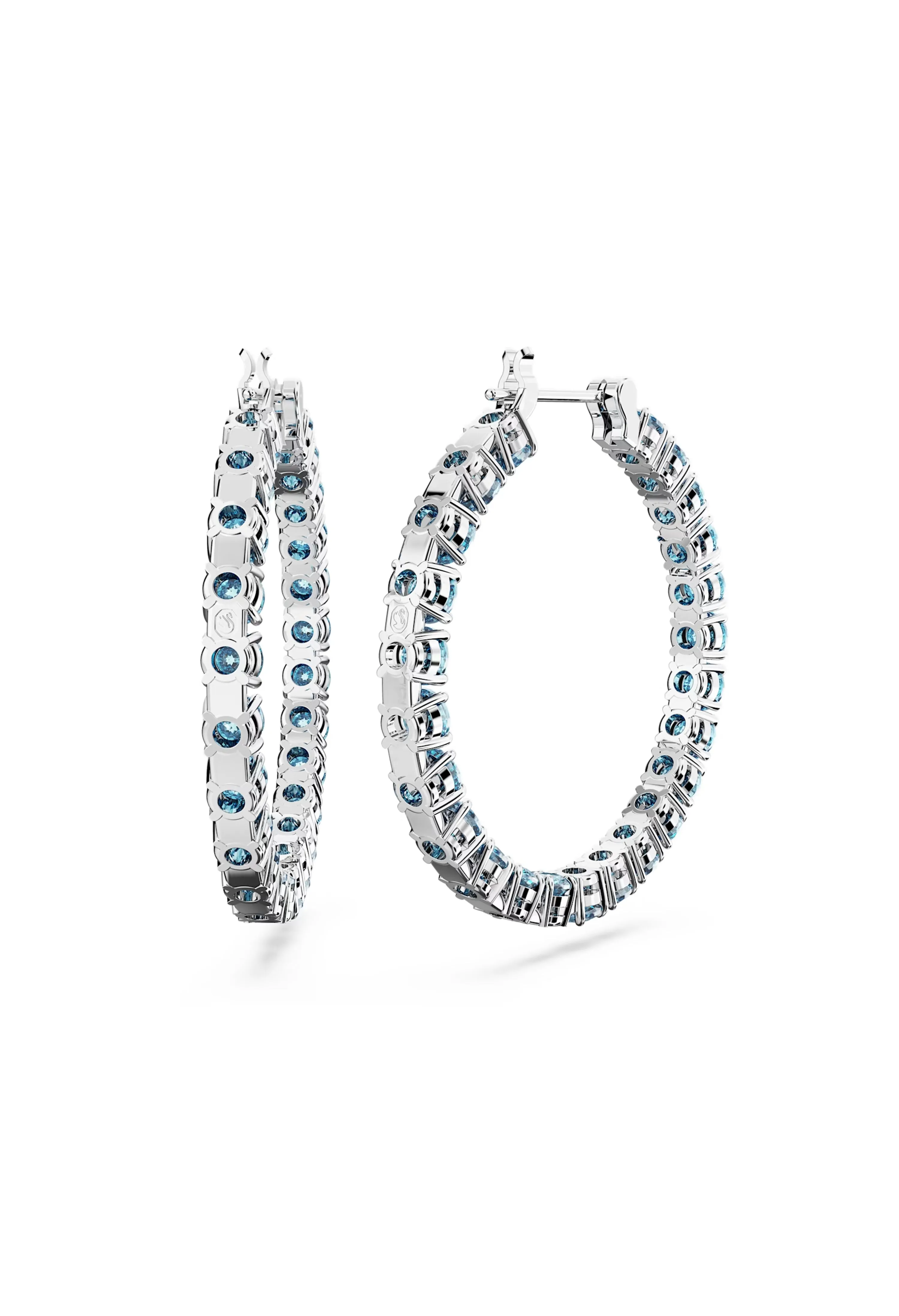 Swarovski Matrix Hoop Blue Earrings Rhodium Plated