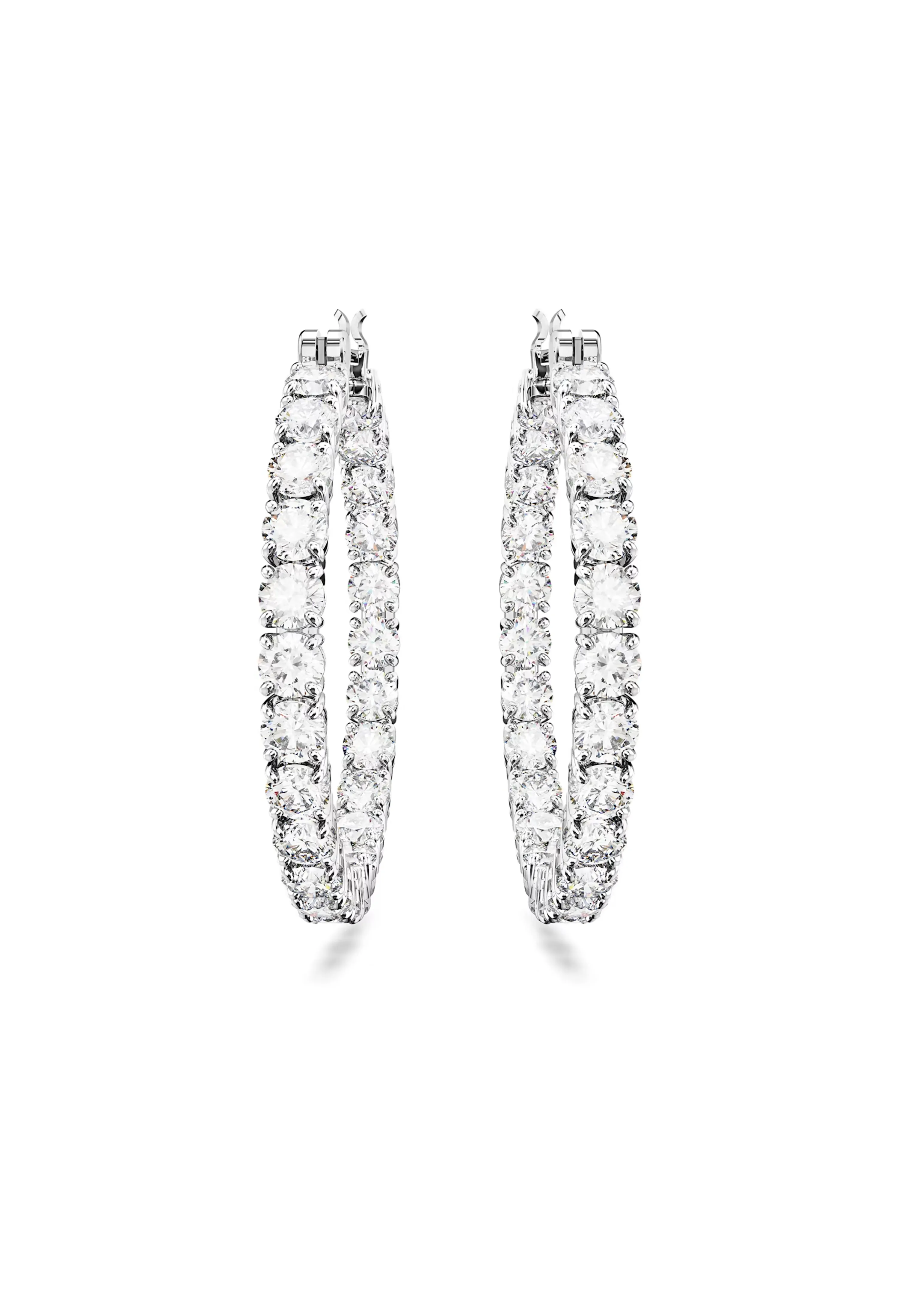 Swarovski Matrix Hoop White Zirconia Earrings Rhodium Plated