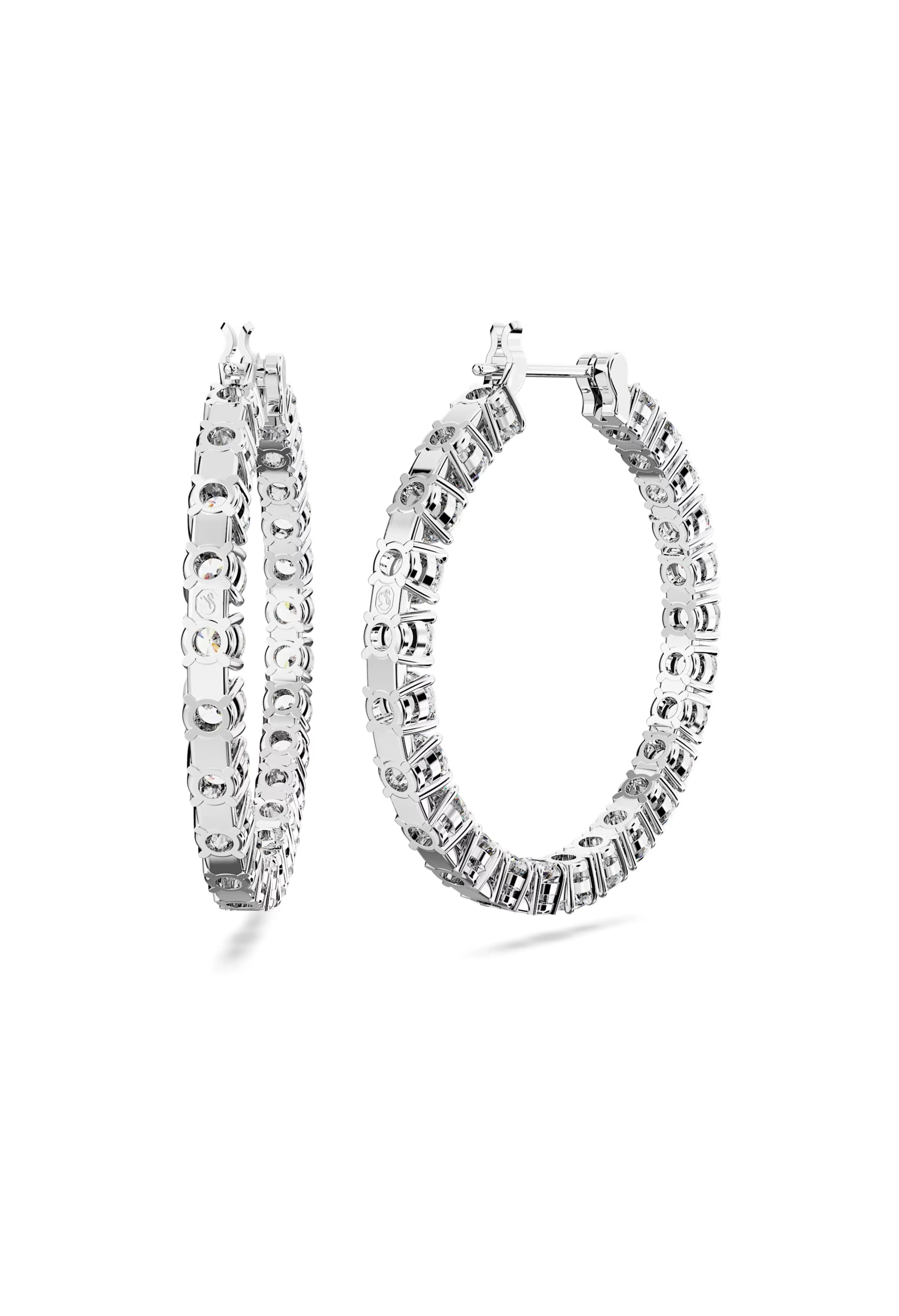 Swarovski Matrix Hoop White Zirconia Earrings Rhodium Plated