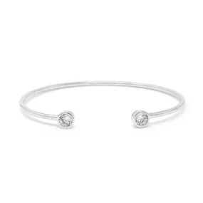 Thin Bangle Rhodium Plated with Two CZs