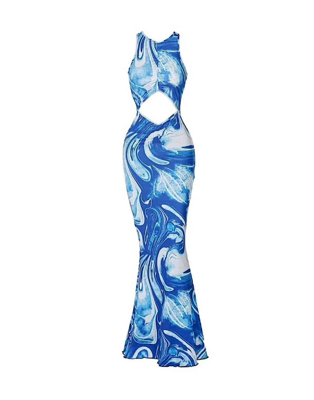 Tie Dye Cut Out Bodycon Long Dress