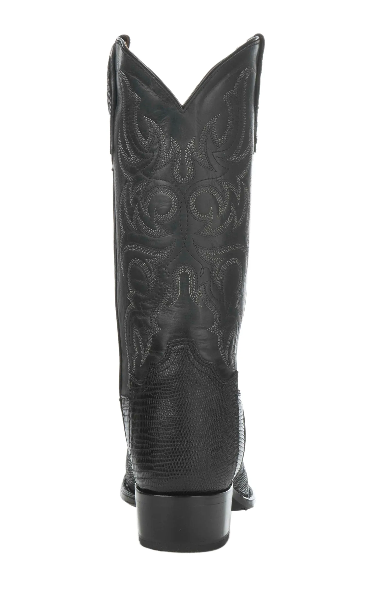 Tony Lama Men's Black Lizard R-Toe Exotic Cowboy Boots