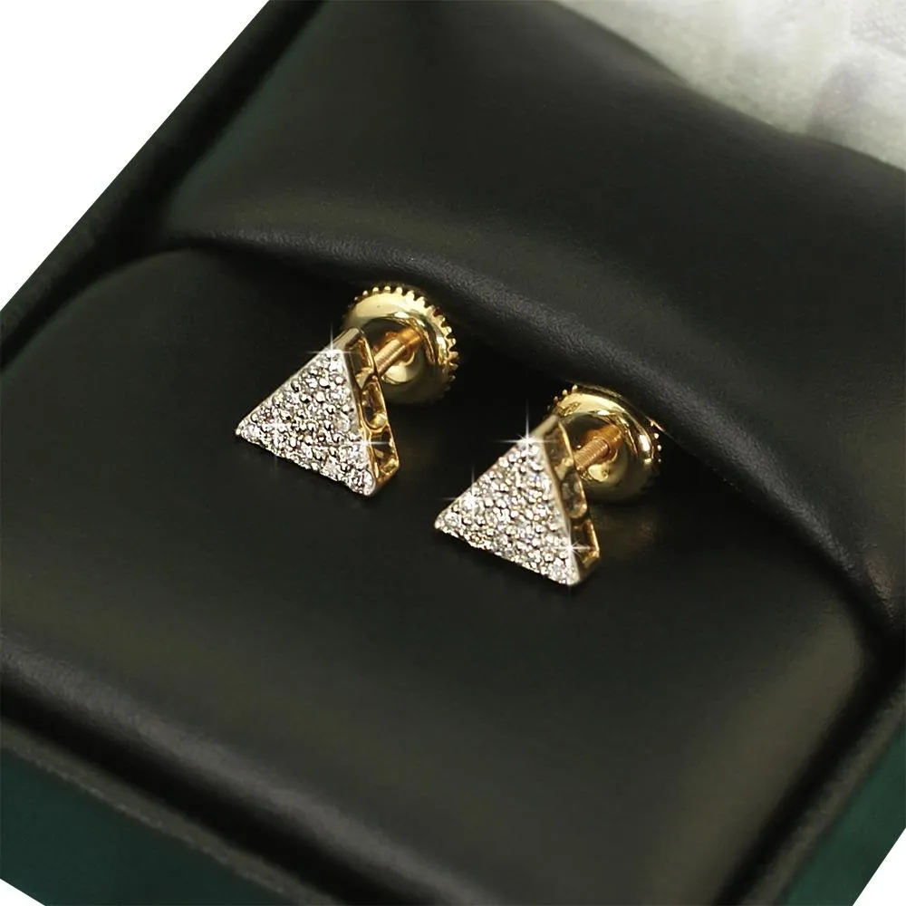 Triangle Pave Diamond Earrings .29cttw 10K Yellow Gold