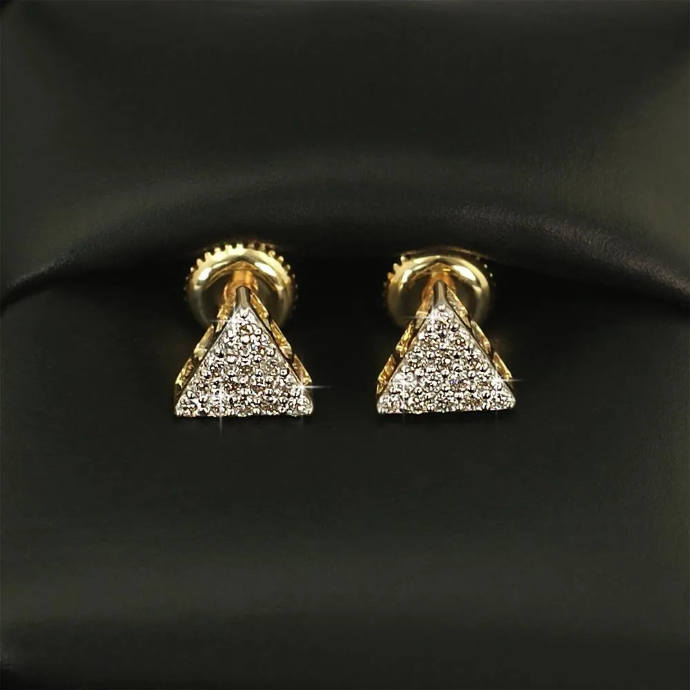 Triangle Pave Diamond Earrings .29cttw 10K Yellow Gold