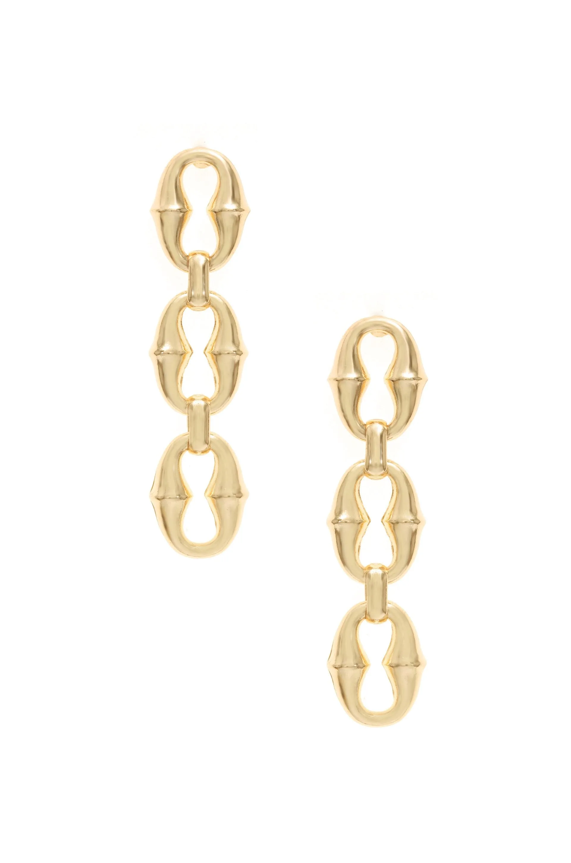 Triple Link Drop 18k Gold Plated Earrings