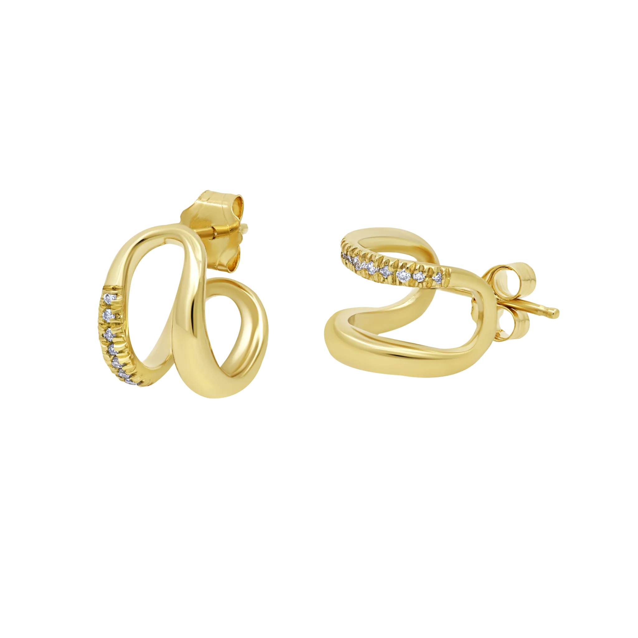 Twin Tusk Earrings with White Pavé Diamonds