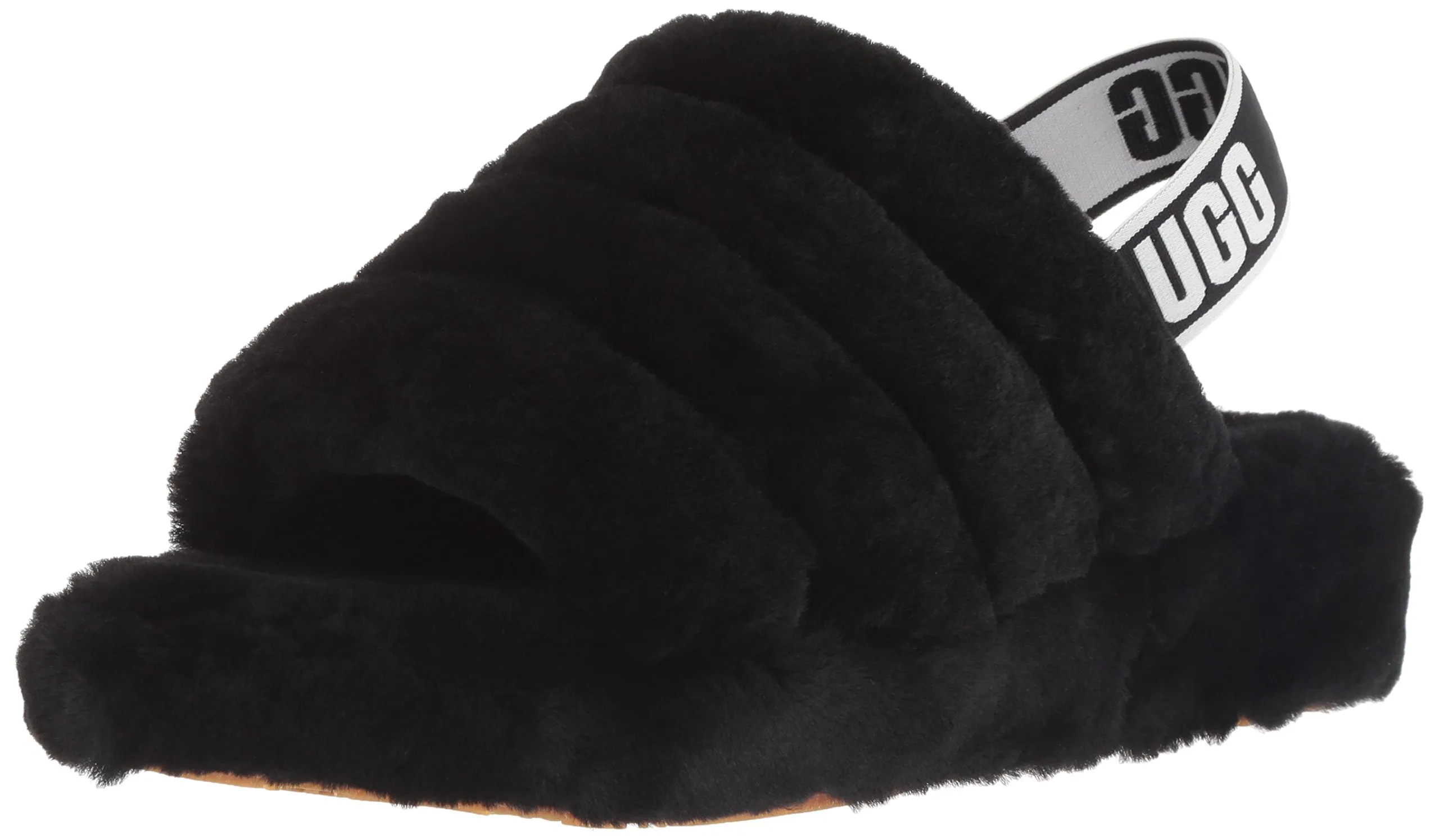 UGG Women's Fluff Yeah Slide Wedge Sandal - Black 8