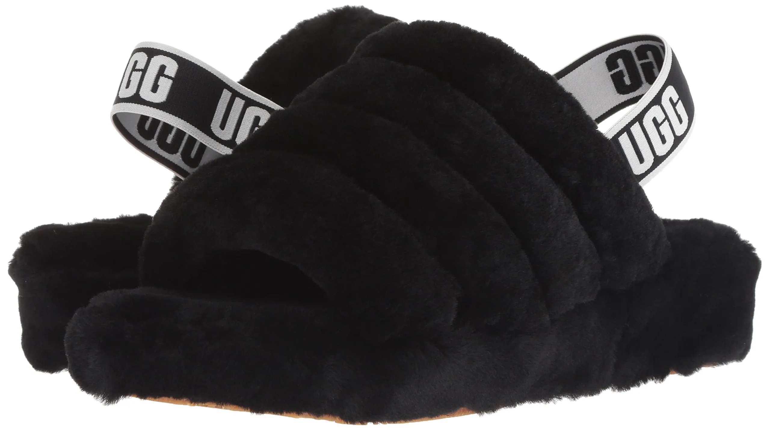 UGG Women's Fluff Yeah Slide Wedge Sandal - Black 8