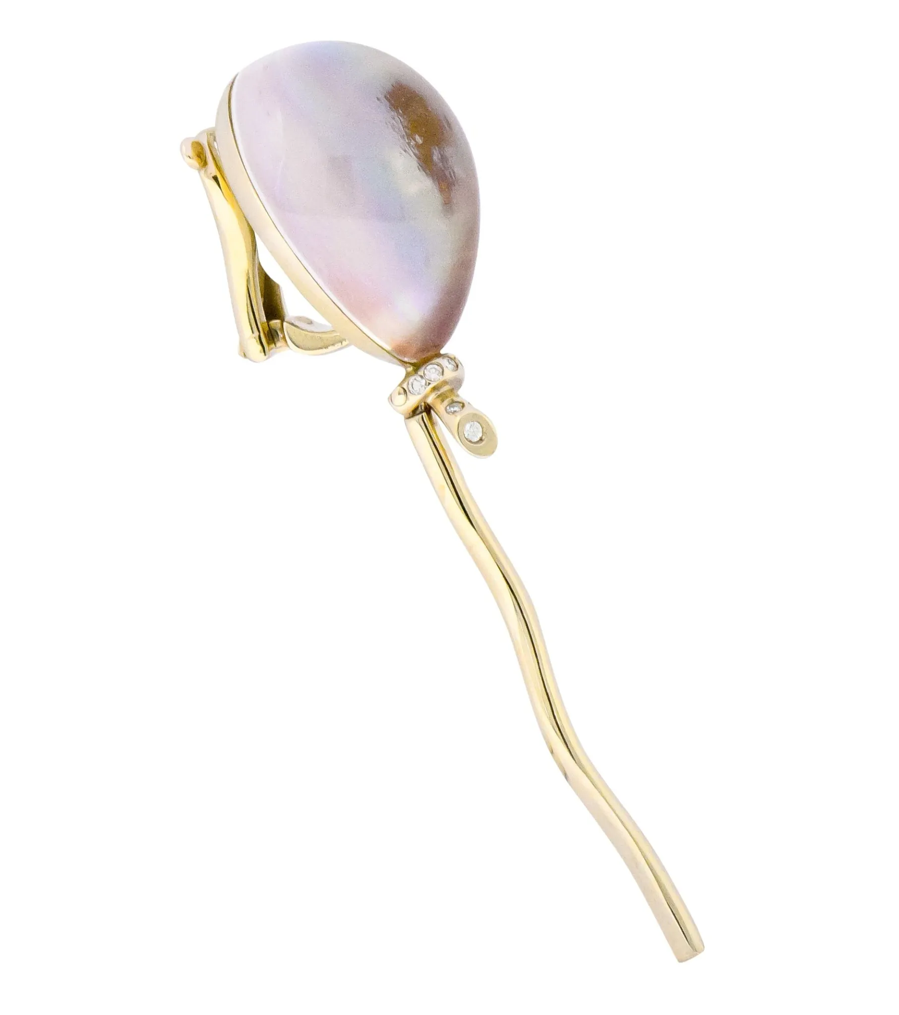 Vhernier Diamond Rock Crystal Mother-of-Pearl 18 Karat Gold Balloon Palloncino Ear-Clips Earrings