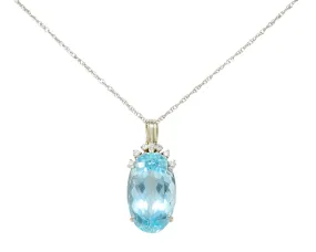 Vintage 20.50 CTW Aquamarine Diamond 14 Karat White Gold Enhancer Necklace