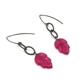 Viva Magenta Leaf Link Earrings