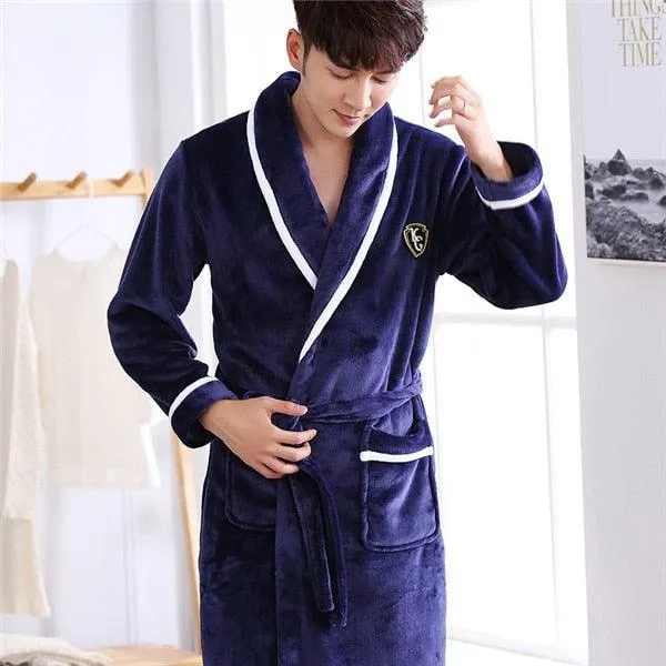 Winter Thick Warm Female Coral Fleece Kimono Robe