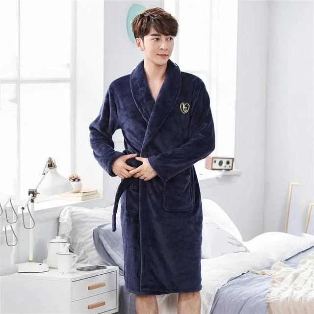 Winter Thick Warm Female Coral Fleece Kimono Robe